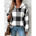 Women's Sweatshirt Casual Plaid Street Dailywear Hoodie Buttons Print Long Sleeve Black Khaki Fall Winter 2025 Women's Sweatshirt Casual Plaid Street Dailywear Hoodie Buttons Print Long Sleeve Black Khaki Fall Winter 2025