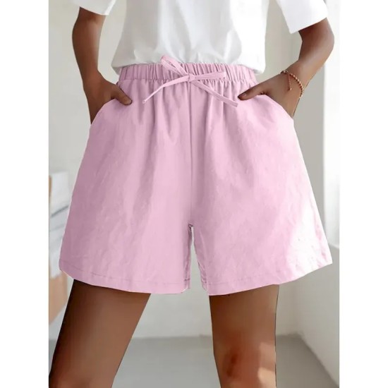 Women's Linen-Inspired Shorts Active Shorts Streetwear Simple Casual Short Mid Waist Plain Pocket Drawstring Breathable Soft Outdoor Micro-elastic Out Women's Linen-Inspired Shorts Active Shorts Streetwear Simple Casual Short Mid Waist Plain Pocket Drawstring Breathable Soft Outdoor Micro-elastic Out