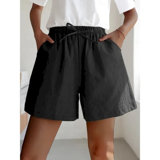 Women's Linen-Inspired Shorts Active Shorts Streetwear Simple Casual Short Mid Waist Plain Pocket Drawstring Breathable Soft Outdoor Micro-elastic Out Women's Linen-Inspired Shorts Active Shorts Streetwear Simple Casual Short Mid Waist Plain Pocket Drawstring Breathable Soft Outdoor Micro-elastic Out