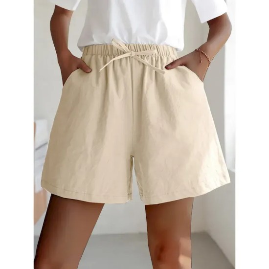 Women's Linen-Inspired Shorts Active Shorts Streetwear Simple Casual Short Mid Waist Plain Pocket Drawstring Breathable Soft Outdoor Micro-elastic Out Women's Linen-Inspired Shorts Active Shorts Streetwear Simple Casual Short Mid Waist Plain Pocket Drawstring Breathable Soft Outdoor Micro-elastic Out