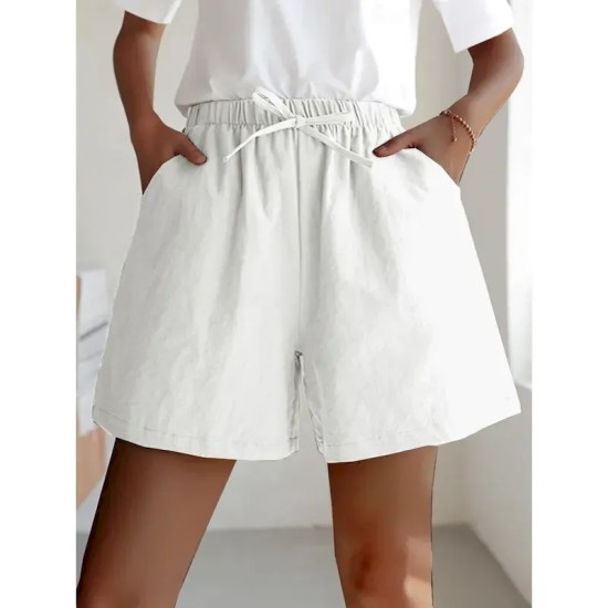 Women's Linen-Inspired Shorts Active Shorts Streetwear Simple Casual Short Mid Waist Plain Pocket Drawstring Breathable Soft Outdoor Micro-elastic Out Women's Linen-Inspired Shorts Active Shorts Streetwear Simple Casual Short Mid Waist Plain Pocket Drawstring Breathable Soft Outdoor Micro-elastic Out