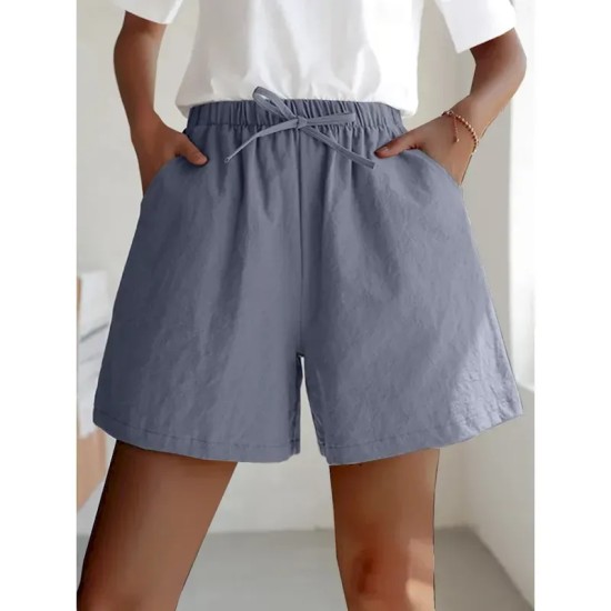 Women's Linen-Inspired Shorts Active Shorts Streetwear Simple Casual Short Mid Waist Plain Pocket Drawstring Breathable Soft Outdoor Micro-elastic Out Women's Linen-Inspired Shorts Active Shorts Streetwear Simple Casual Short Mid Waist Plain Pocket Drawstring Breathable Soft Outdoor Micro-elastic Out