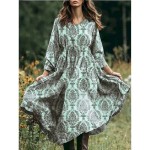 Women's Midi Dress A Line Dress Vacation Casual Boho Beach Loose Fit Floral Graphic Paisley Long Sleeve V Neck Pink Blue Purple Green Spring Fall Wint Women's Midi Dress A Line Dress Vacation Casual Boho Beach Loose Fit Floral Graphic Paisley Long Sleeve V Neck Pink Blue Purple Green Spring Fall Wint