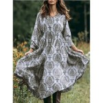 Women's Midi Dress A Line Dress Vacation Casual Boho Beach Loose Fit Floral Graphic Paisley Long Sleeve V Neck Pink Blue Purple Green Spring Fall Wint Women's Midi Dress A Line Dress Vacation Casual Boho Beach Loose Fit Floral Graphic Paisley Long Sleeve V Neck Pink Blue Purple Green Spring Fall Wint
