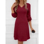 Women's Mini Dress Christmas Dress Sweater Dress Casual Dress Plain Dress Casual Sports & Outdoor Street Regular Fit Plain Long Sleeve V Neck Black Wi Women's Mini Dress Christmas Dress Sweater Dress Casual Dress Plain Dress Casual Sports & Outdoor Street Regular Fit Plain Long Sleeve V Neck Black Wi