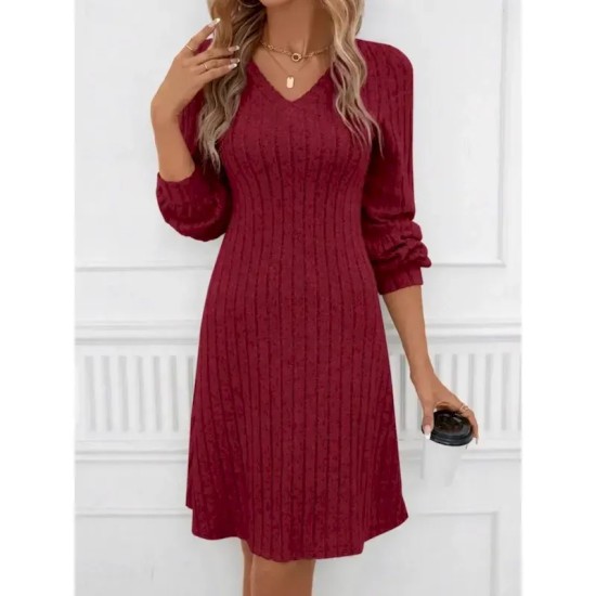 Women's Mini Dress Christmas Dress Sweater Dress Casual Dress Plain Dress Casual Sports & Outdoor Street Regular Fit Plain Long Sleeve V Neck Black Wi Women's Mini Dress Christmas Dress Sweater Dress Casual Dress Plain Dress Casual Sports & Outdoor Street Regular Fit Plain Long Sleeve V Neck Black Wi