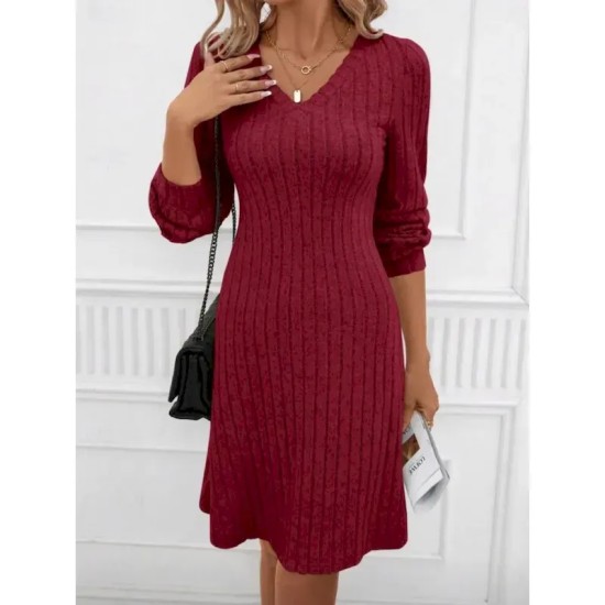 Women's Mini Dress Christmas Dress Sweater Dress Casual Dress Plain Dress Casual Sports & Outdoor Street Regular Fit Plain Long Sleeve V Neck Black Wi Women's Mini Dress Christmas Dress Sweater Dress Casual Dress Plain Dress Casual Sports & Outdoor Street Regular Fit Plain Long Sleeve V Neck Black Wi