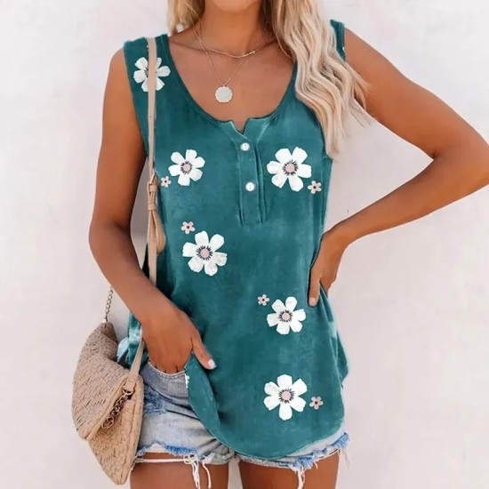 Women's Camisole Tank Top Camis Pink Blue Green Floral Button Print Sleeveless Daily Holiday Streetwear Casual V Neck Regular Floral Plus Size L 2025 Women's Camisole Tank Top Camis Pink Blue Green Floral Button Print Sleeveless Daily Holiday Streetwear Casual V Neck Regular Floral Plus Size L 2025