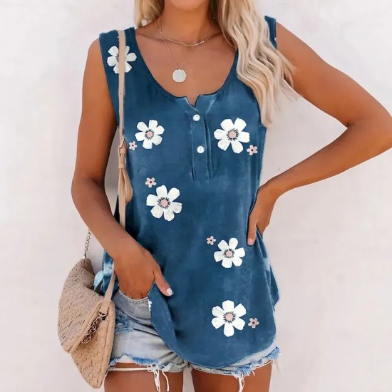 Women's Camisole Tank Top Camis Pink Blue Green Floral Button Print Sleeveless Daily Holiday Streetwear Casual V Neck Regular Floral Plus Size L 2025 Women's Camisole Tank Top Camis Pink Blue Green Floral Button Print Sleeveless Daily Holiday Streetwear Casual V Neck Regular Floral Plus Size L 2025