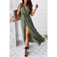 Women's Midi Dress Casual Dress Boho Dress Classic Vacation Daily Holiday Regular Fit Polka Dot Short Sleeve V Neck Black Pink Green Summer 2025 - US Women's Midi Dress Casual Dress Boho Dress Classic Vacation Daily Holiday Regular Fit Polka Dot Short Sleeve V Neck Black Pink Green Summer 2025 - US