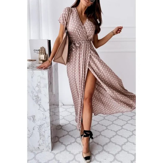 Women's Midi Dress Casual Dress Boho Dress Classic Vacation Daily Holiday Regular Fit Polka Dot Short Sleeve V Neck Black Pink Green Summer 2025 - US Women's Midi Dress Casual Dress Boho Dress Classic Vacation Daily Holiday Regular Fit Polka Dot Short Sleeve V Neck Black Pink Green Summer 2025 - US