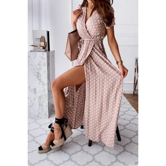 Women's Midi Dress Casual Dress Boho Dress Classic Vacation Daily Holiday Regular Fit Polka Dot Short Sleeve V Neck Black Pink Green Summer 2025 - US Women's Midi Dress Casual Dress Boho Dress Classic Vacation Daily Holiday Regular Fit Polka Dot Short Sleeve V Neck Black Pink Green Summer 2025 - US
