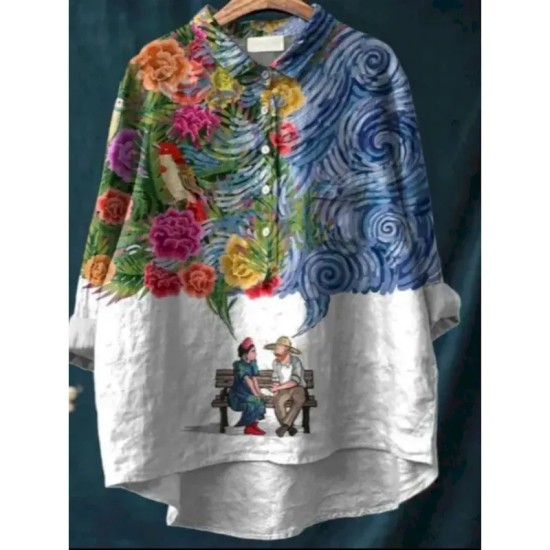 Women's Shirt Floral Tropical Stylish Casual Long Sleeve Shirt Collar Regular Tops Daily Buttons Print White Red Royal Blue Blue Summer Spring 2025 Women's Shirt Floral Tropical Stylish Casual Long Sleeve Shirt Collar Regular Tops Daily Buttons Print White Red Royal Blue Blue Summer Spring 2025