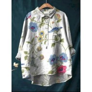 Women's Shirt Floral Tropical Stylish Casual Long Sleeve Shirt Collar Regular Tops Daily Buttons Print White Red Royal Blue Blue Summer Spring 2025 Women's Shirt Floral Tropical Stylish Casual Long Sleeve Shirt Collar Regular Tops Daily Buttons Print White Red Royal Blue Blue Summer Spring 2025