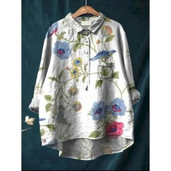 Women's Shirt Floral Tropical Stylish Casual Long Sleeve Shirt Collar Regular Tops Daily Buttons Print White Red Royal Blue Blue Summer Spring 2025 Women's Shirt Floral Tropical Stylish Casual Long Sleeve Shirt Collar Regular Tops Daily Buttons Print White Red Royal Blue Blue Summer Spring 2025