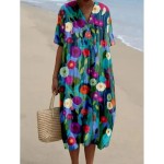 Women's Midi Dress Sundress A Line Dress Linen Vacation Casual Beach Going out Loose Fit Floral Graphic Short Sleeve V Neck Yellow Blue SummerBeach 20 Women's Midi Dress Sundress A Line Dress Linen Vacation Casual Beach Going out Loose Fit Floral Graphic Short Sleeve V Neck Yellow Blue SummerBeach 20