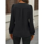 Women's Shirt Blouse Solid Color Basic Casual Long Sleeve Notched Neck Regular Tops Daily Black Wine Fall Winter 2025 Women's Shirt Blouse Solid Color Basic Casual Long Sleeve Notched Neck Regular Tops Daily Black Wine Fall Winter 2025